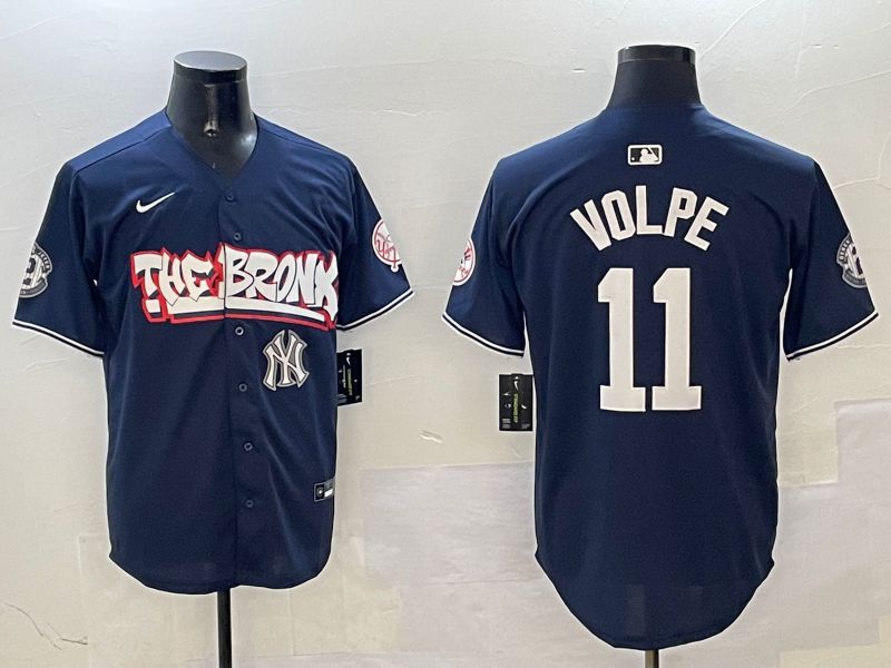 Men New York Yankees #11 Volpe Drak Blue four generations Joint Name 2025 Nike MLB Jersey style 7->new york yankees->MLB Jersey